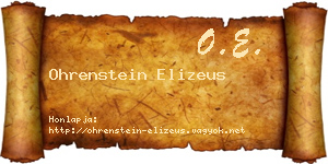 Ohrenstein Elizeus névjegykártya